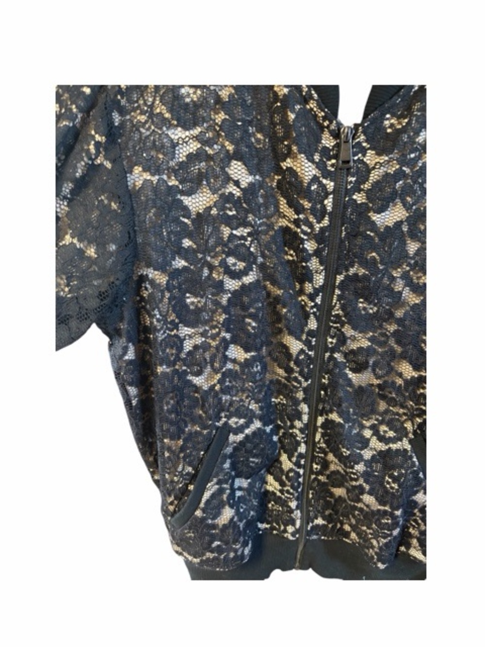 Express Black Lace Bomber Jacket - Picture 4 of 6